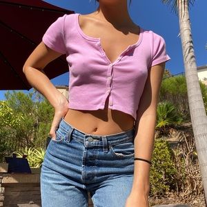 pink button up brandy top